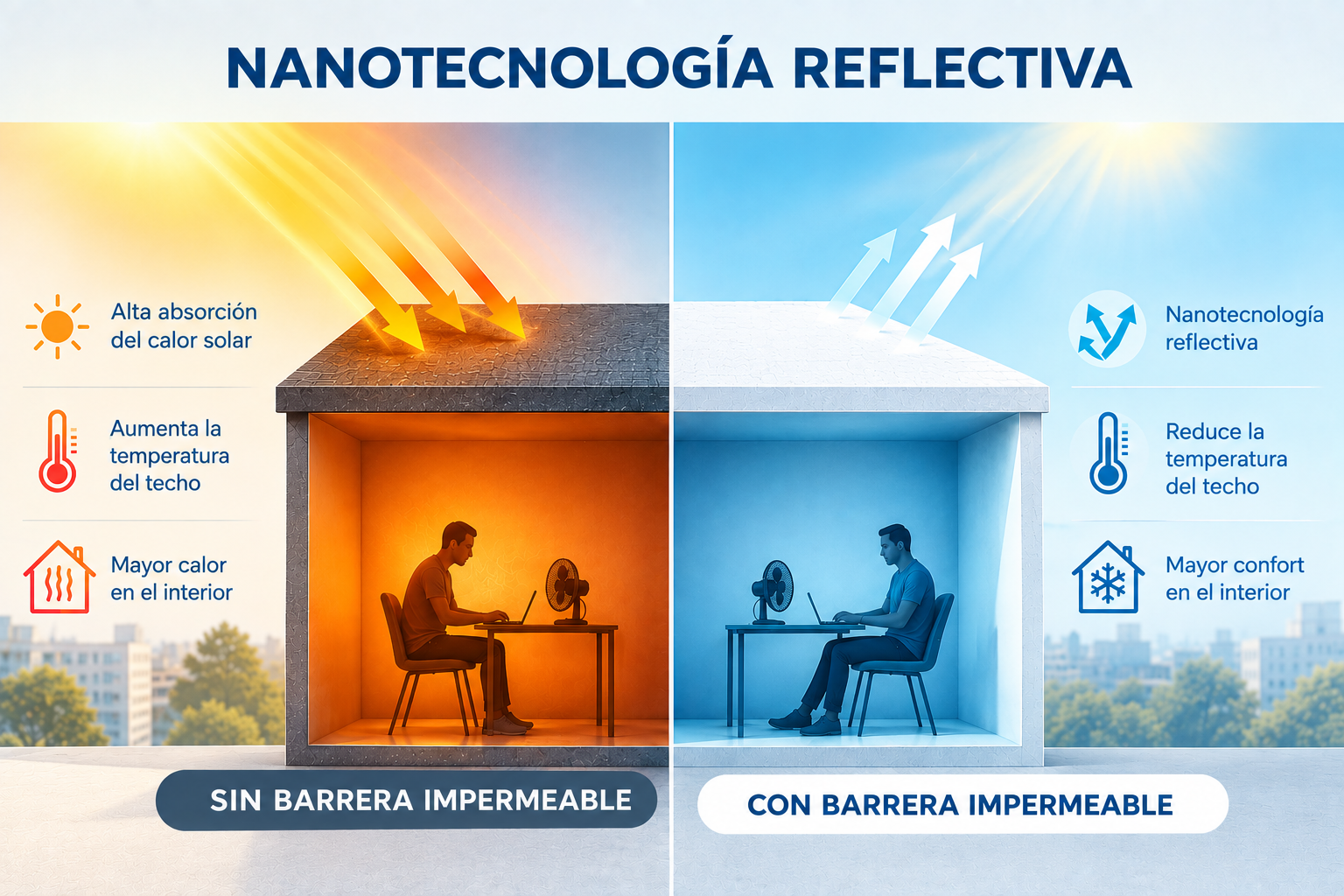 Reduce la temperatura de la superficie